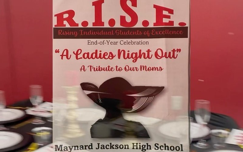 Table card for the R.I.S.E. end of year celebration at Maynard Jackson High School, May 18, 2023
